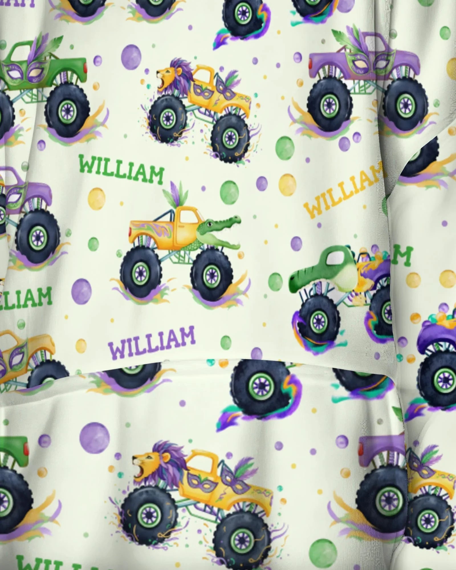 Custom Name Mardi Gras Monster Trucks