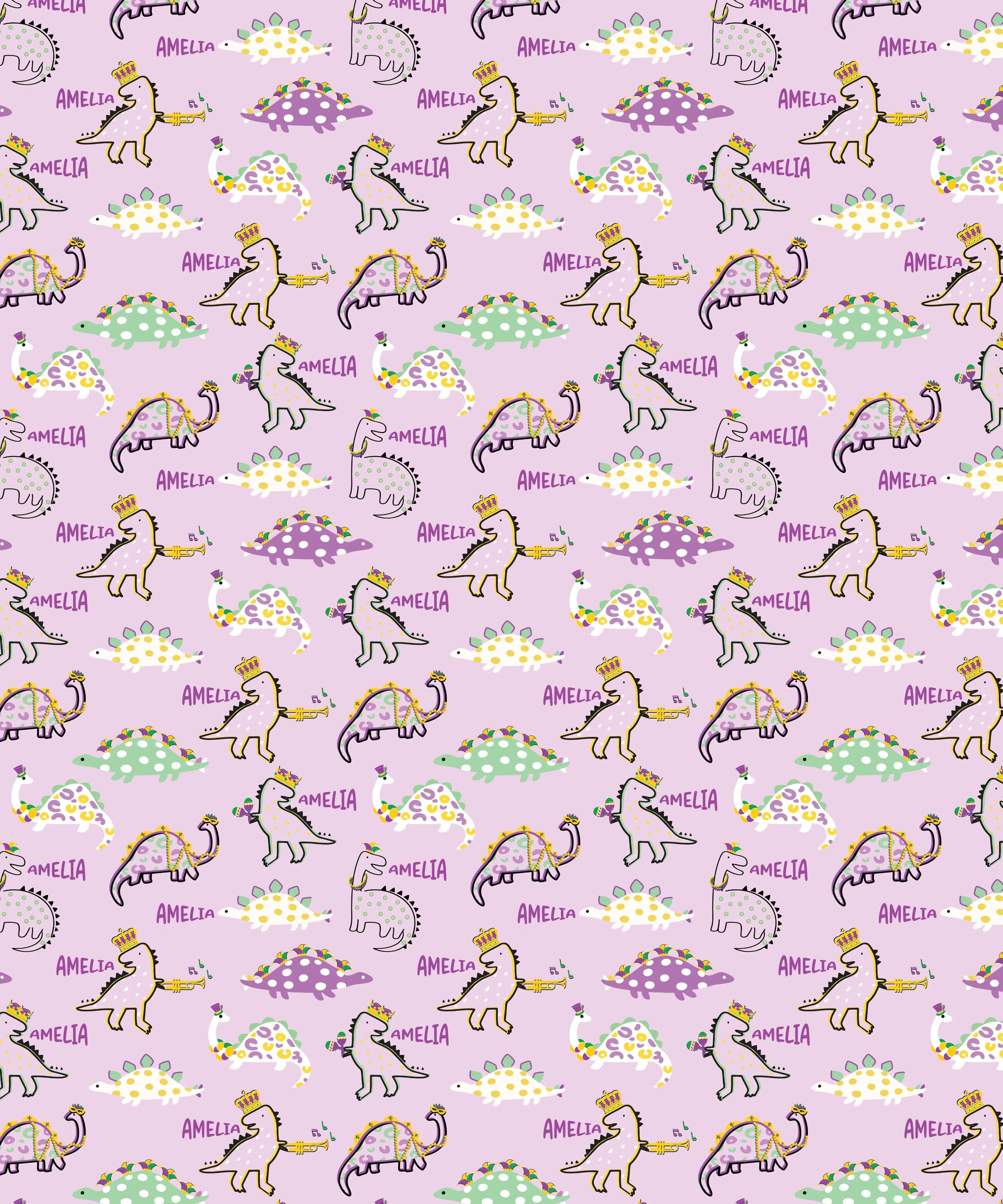 Custom Name Mardi Gras Saurus