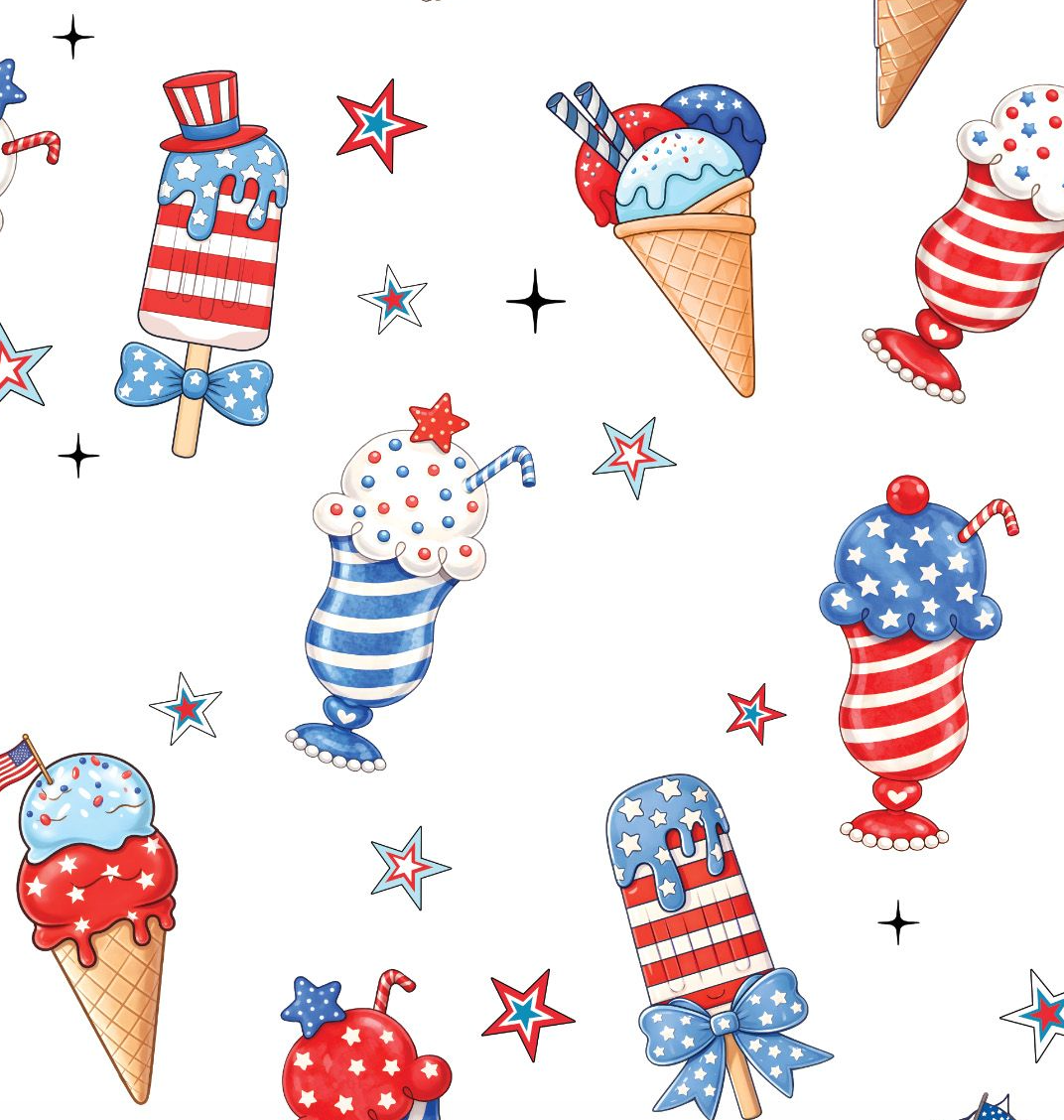 Custom Name Red, White & Ice Cream