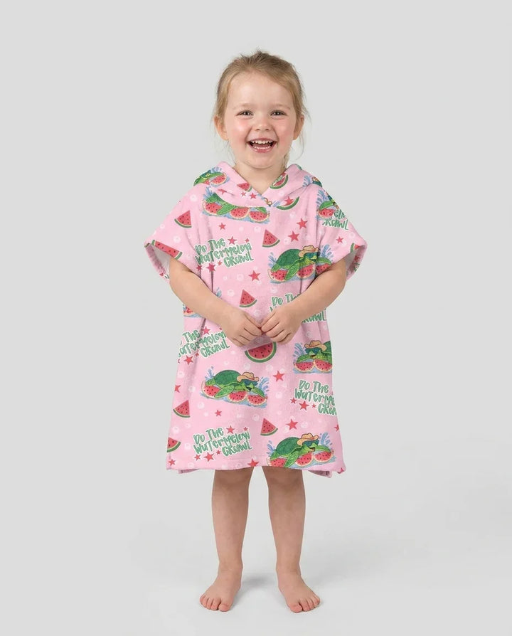 Wassermelonen-Schildkröten Familie passender Bambus-Bade-Poncho