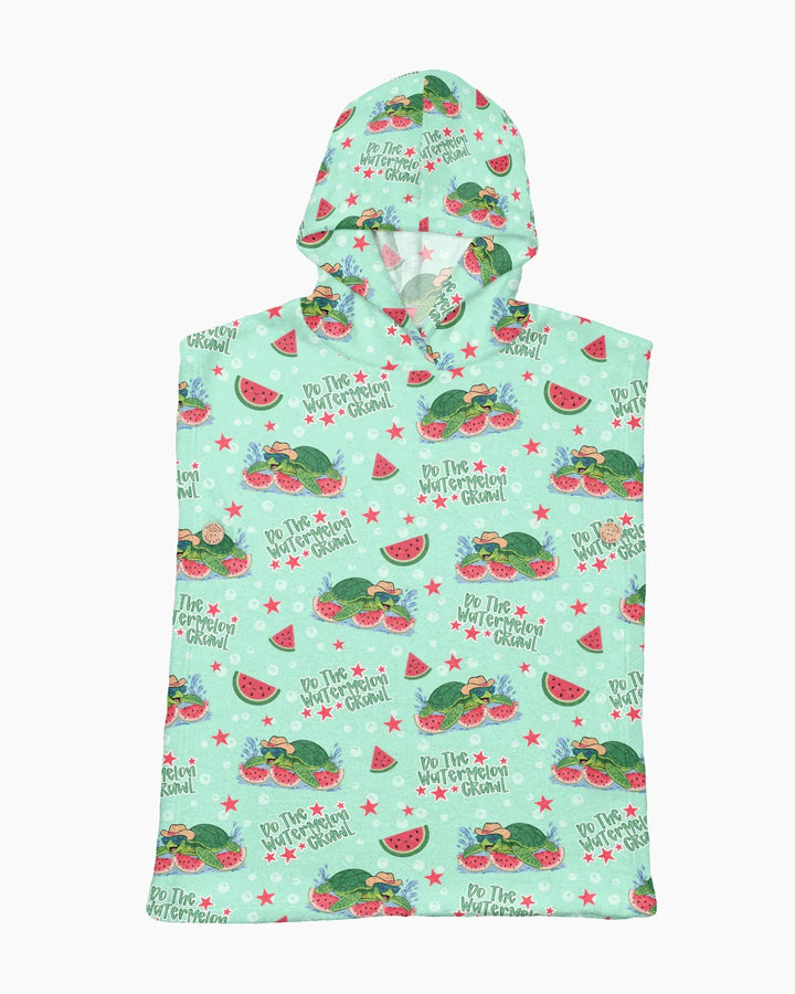 Wassermelonen-Schildkröten Familie passender Bambus-Bade-Poncho