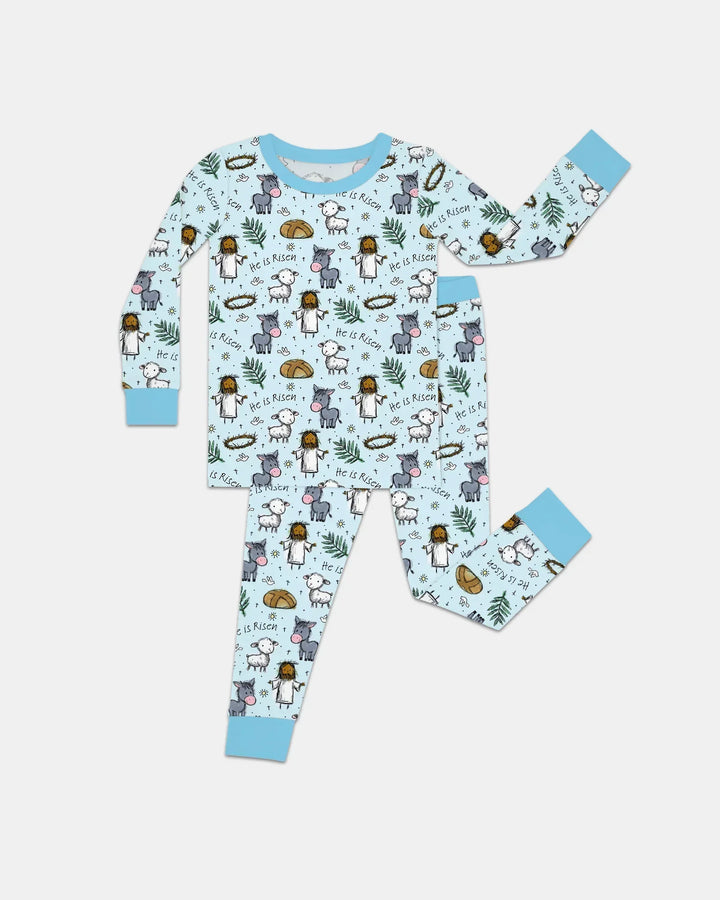 He Is Risen Easter Family Matching Bamboo Two Piece Long Sleeve Pajama Set