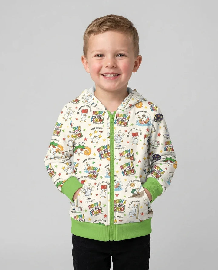 Silly Goose Happy Last Day of School Bambus-Kapuzenjacke mit Reißverschluss