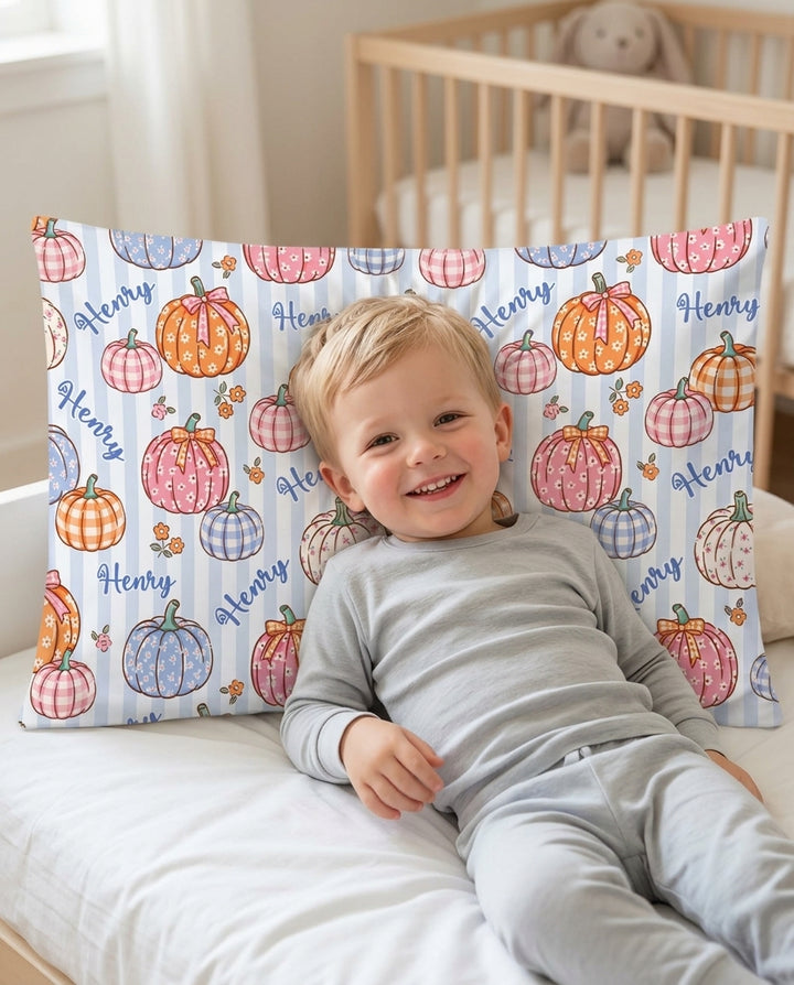 Custom Name Pumpkin Patch Bamboo Pillow Case