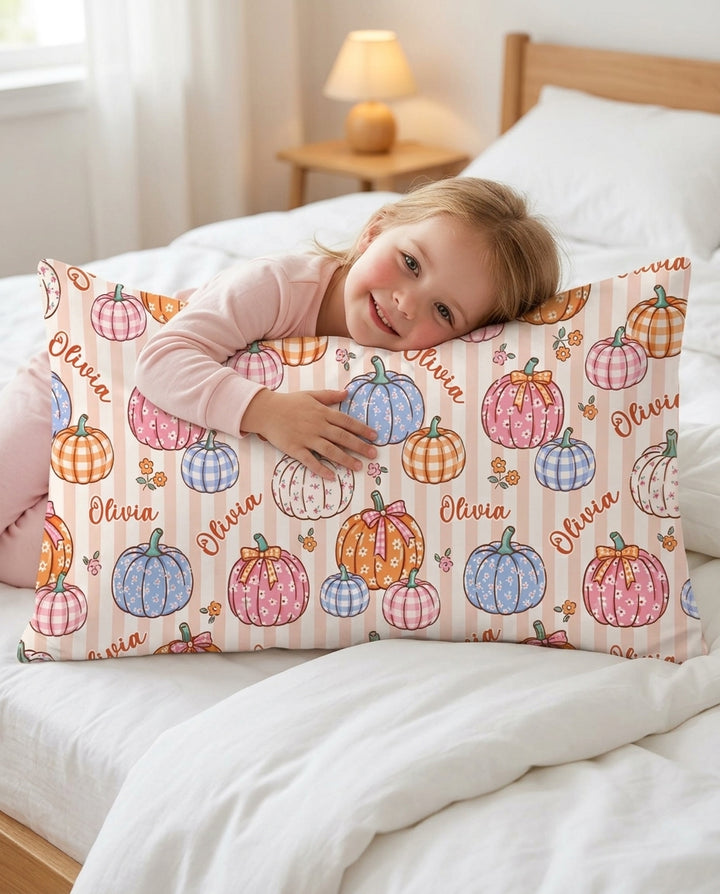 Custom Name Pumpkin Patch Bamboo Pillow Case