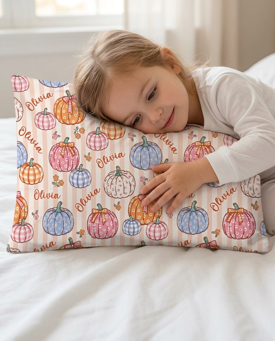 Custom Name Pumpkin Patch Bamboo Pillow Case