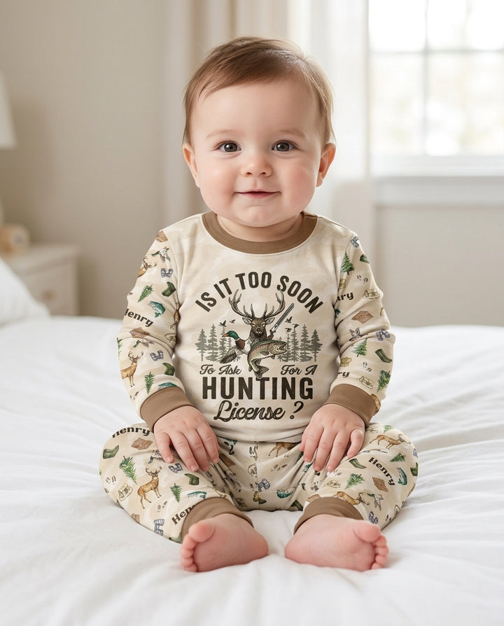 Personalized Funny Hunting Bamboo Two Piece Short Sleeve Pajama Set