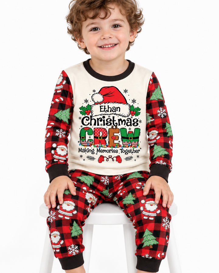 Custom Name Family Matching Christmas Crew Making Memories Together Bamboo Two Piece Long Sleeve Pajama Set
