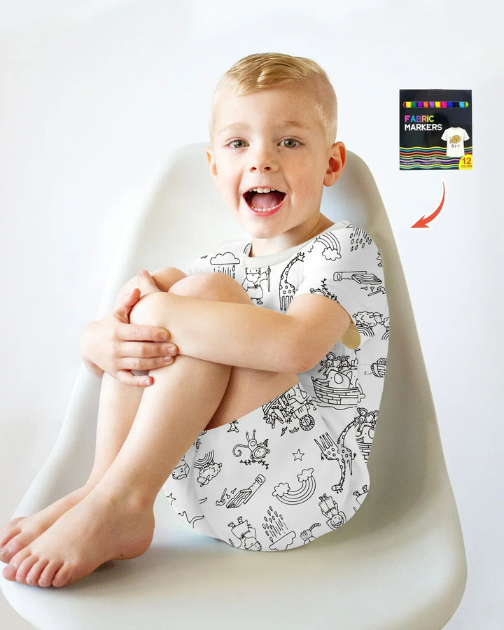 Template Zweiteiliges Pyjama-Set mit kurzen Ärmeln und Shorts