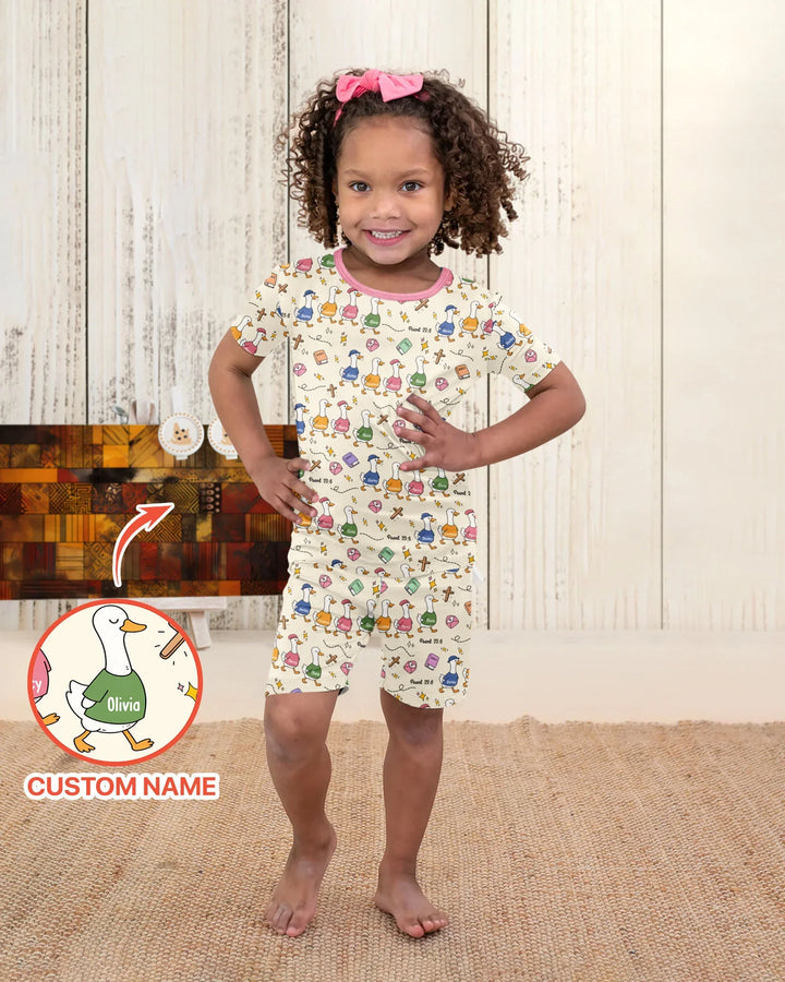 Zweiteiliges Pyjama-Set mit kurzen Ärmeln und Shorts im Sommer-Design