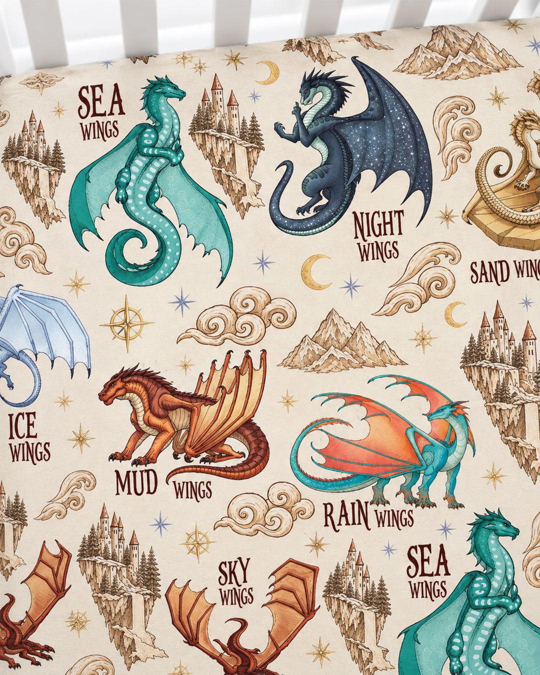 Elemental Dragons Bamboo Fitted Crib Sheet