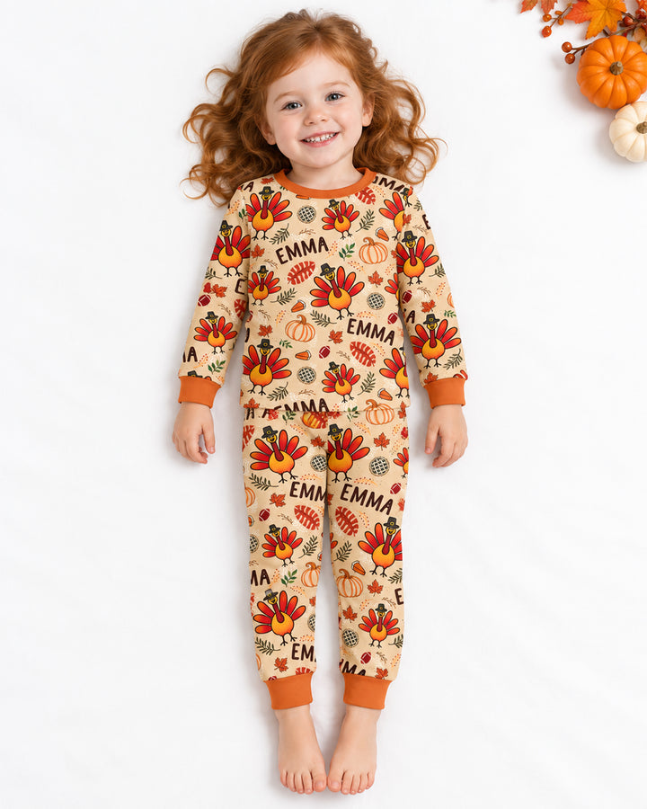 Thanksgiving Turkey Pattern Bamboo Two Piece Long Sleeve Pajama Set