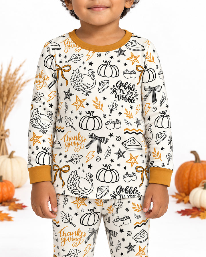 Cute Coquette Fal Bamboo Two Piece Long Sleeve Pajama Set