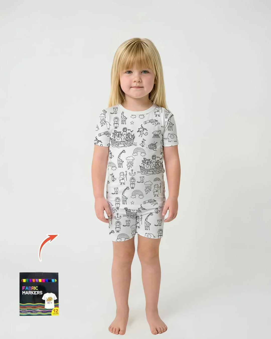 Template Zweiteiliges Pyjama-Set mit kurzen Ärmeln und Shorts