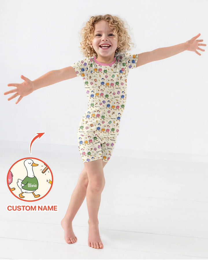 Zweiteiliges Pyjama-Set mit kurzen Ärmeln und Shorts im Sommer-Design