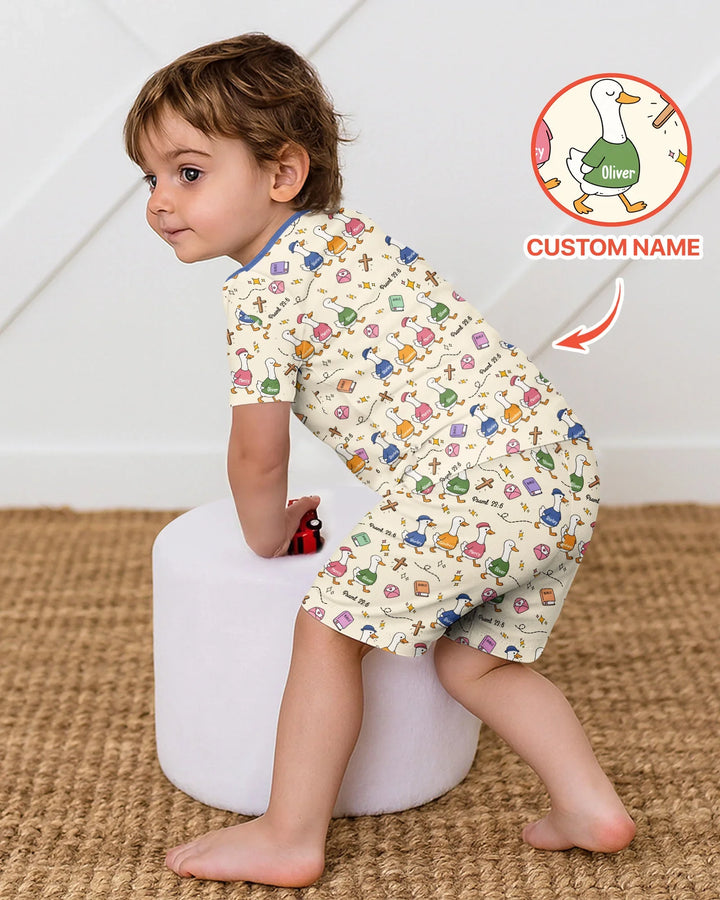 Zweiteiliges Pyjama-Set mit kurzen Ärmeln und Shorts im Sommer-Design