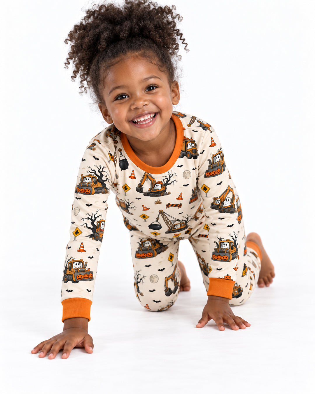 Halloween Construction Crew Ghost Bamboo Two Piece Long Sleeve Pajama Set