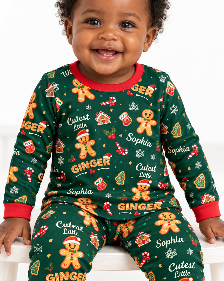 Custom Name Cutest Little Ginger Bamboo Two Piece Long Sleeve Pajama Set