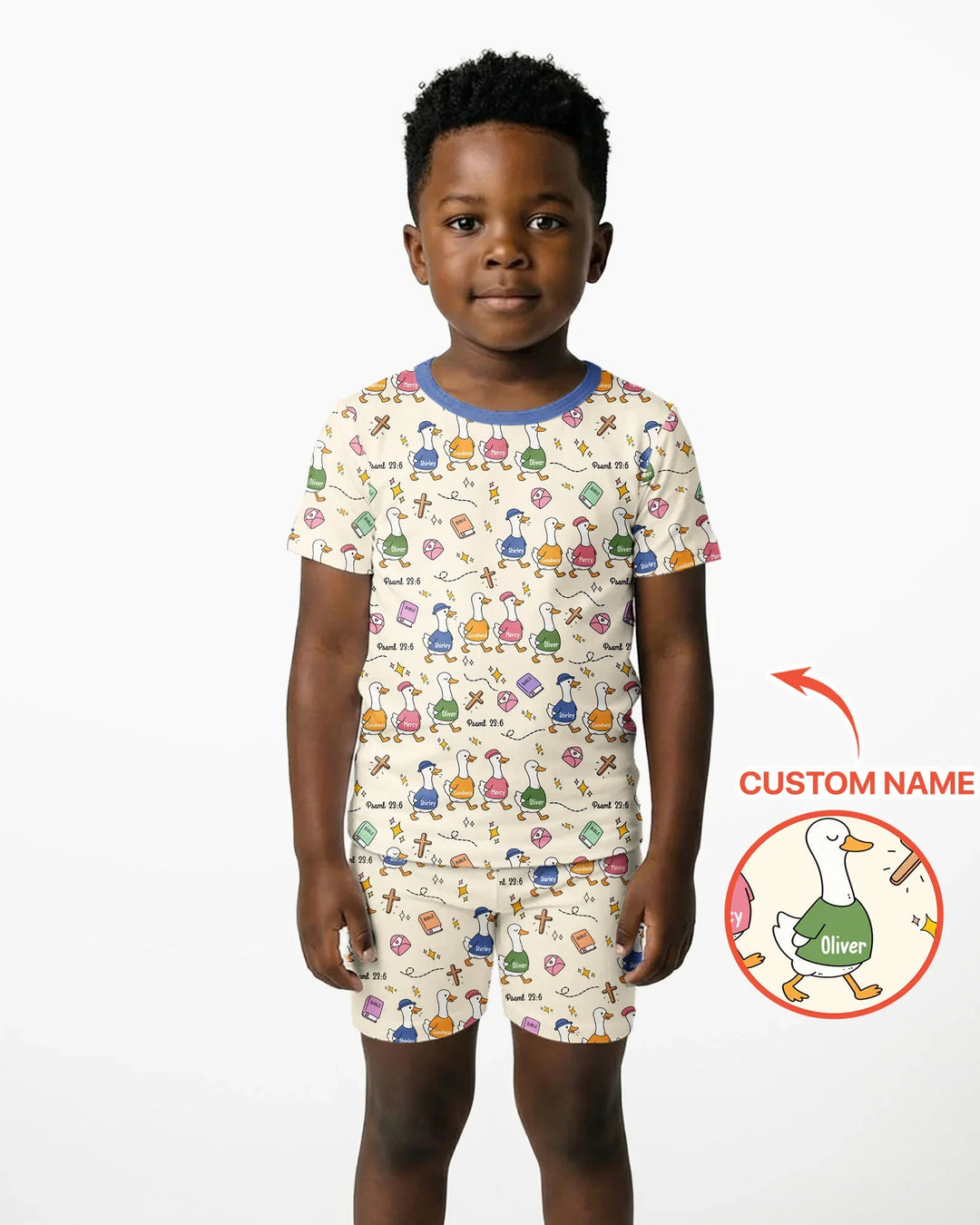 Zweiteiliges Pyjama-Set mit kurzen Ärmeln und Shorts im Sommer-Design