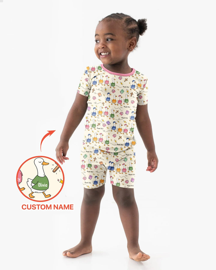 Zweiteiliges Pyjama-Set mit kurzen Ärmeln und Shorts im Sommer-Design