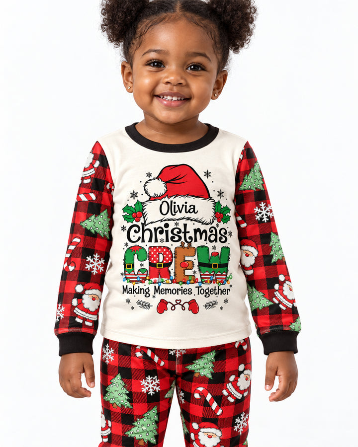 Custom Name Family Matching Christmas Crew Making Memories Together Bamboo Two Piece Long Sleeve Pajama Set
