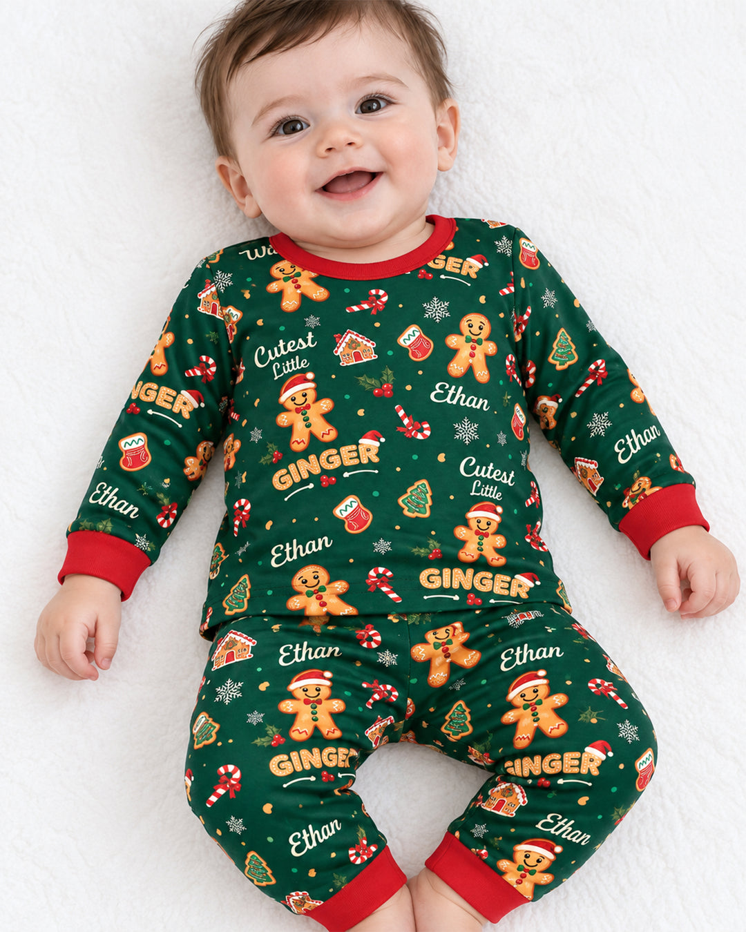 Custom Name Cutest Little Ginger Bamboo Two Piece Long Sleeve Pajama Set