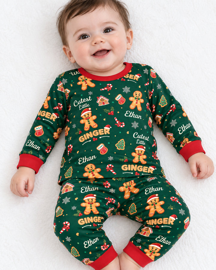 Custom Name Cutest Little Ginger Bamboo Two Piece Long Sleeve Pajama Set