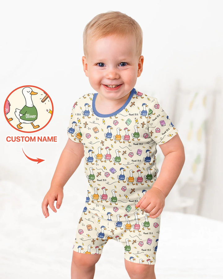 Zweiteiliges Pyjama-Set mit kurzen Ärmeln und Shorts im Sommer-Design