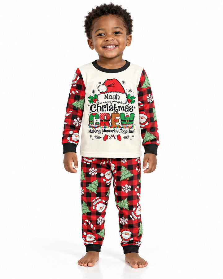 Custom Name Family Matching Christmas Crew Making Memories Together Bamboo Two Piece Long Sleeve Pajama Set