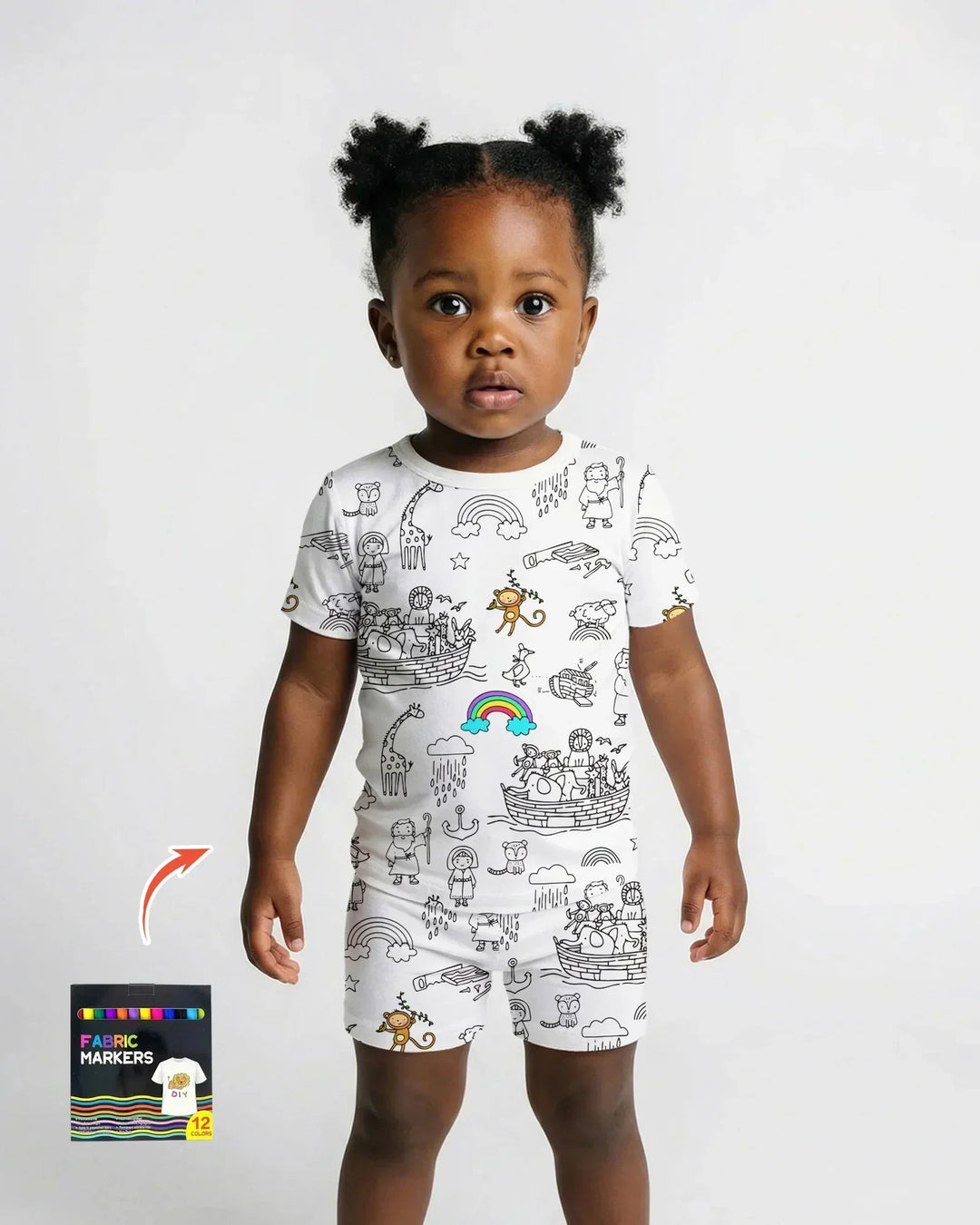 Template Zweiteiliges Pyjama-Set mit kurzen Ärmeln und Shorts