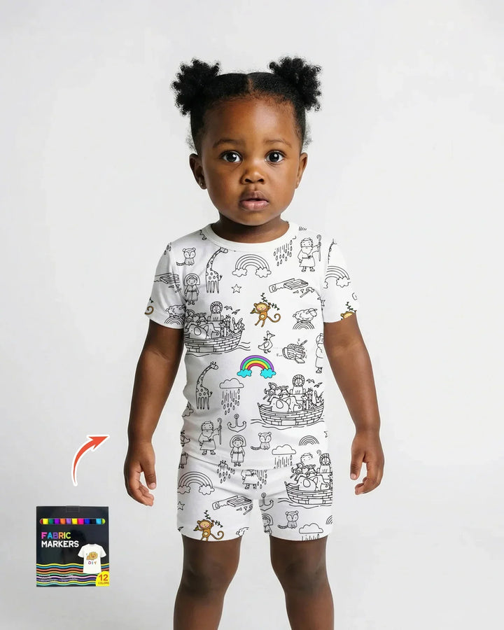 Template Zweiteiliges Pyjama-Set mit kurzen Ärmeln und Shorts