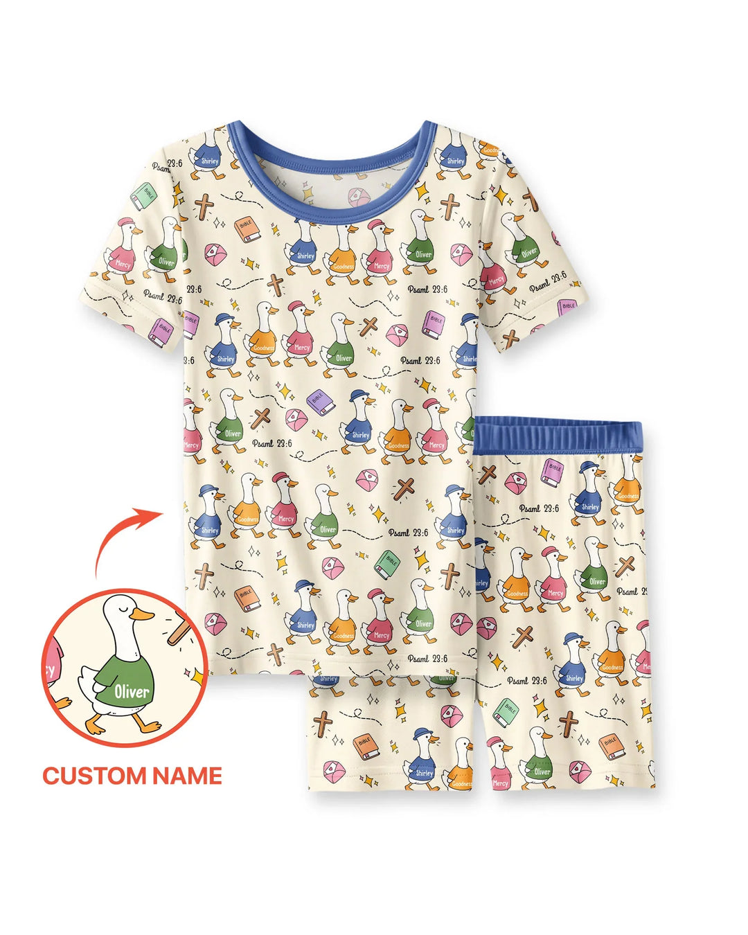 Zweiteiliges Pyjama-Set mit kurzen Ärmeln und Shorts im Sommer-Design