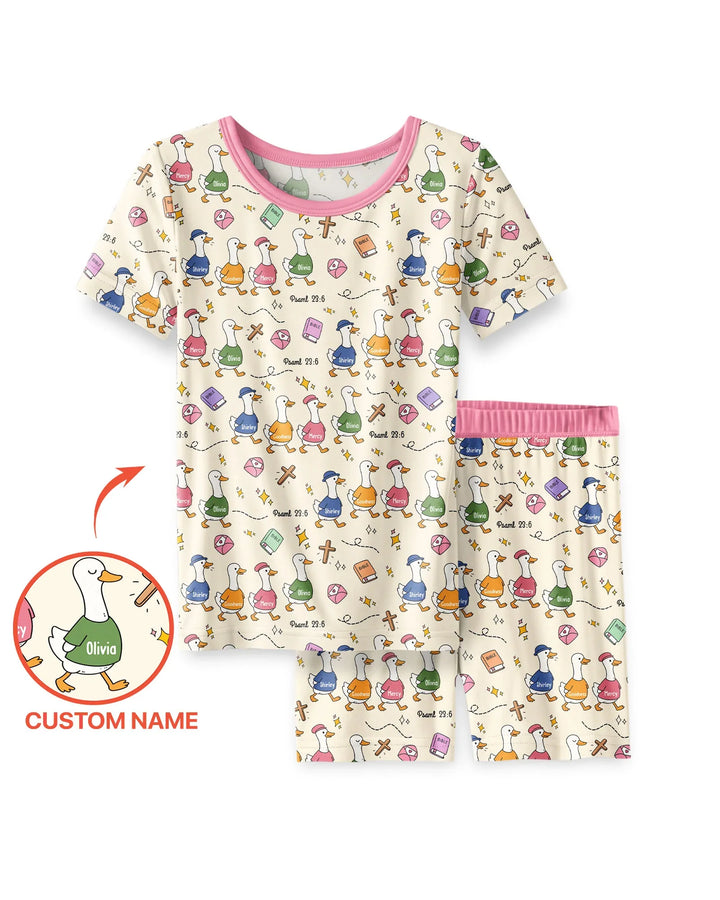 Zweiteiliges Pyjama-Set mit kurzen Ärmeln und Shorts im Sommer-Design
