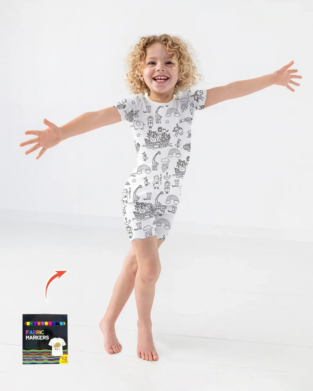 Template Zweiteiliges Pyjama-Set mit kurzen Ärmeln und Shorts