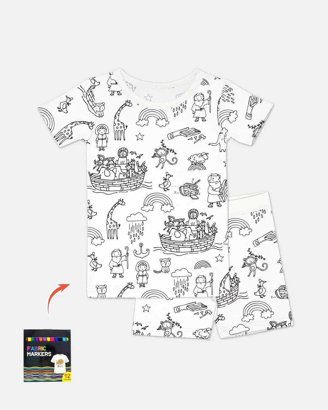 Template Zweiteiliges Pyjama-Set mit kurzen Ärmeln und Shorts