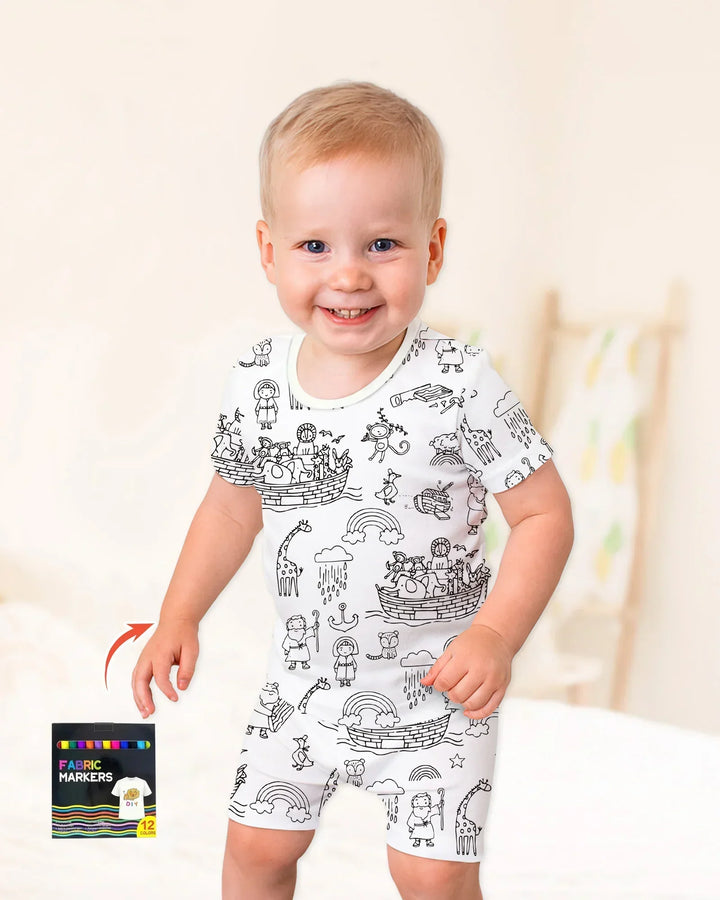 Template Zweiteiliges Pyjama-Set mit kurzen Ärmeln und Shorts