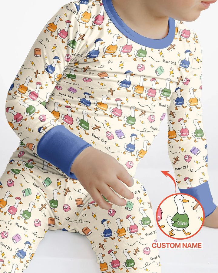 Zweiteiliges Langarm-Pyjama-Set mit Sommerfrüchten