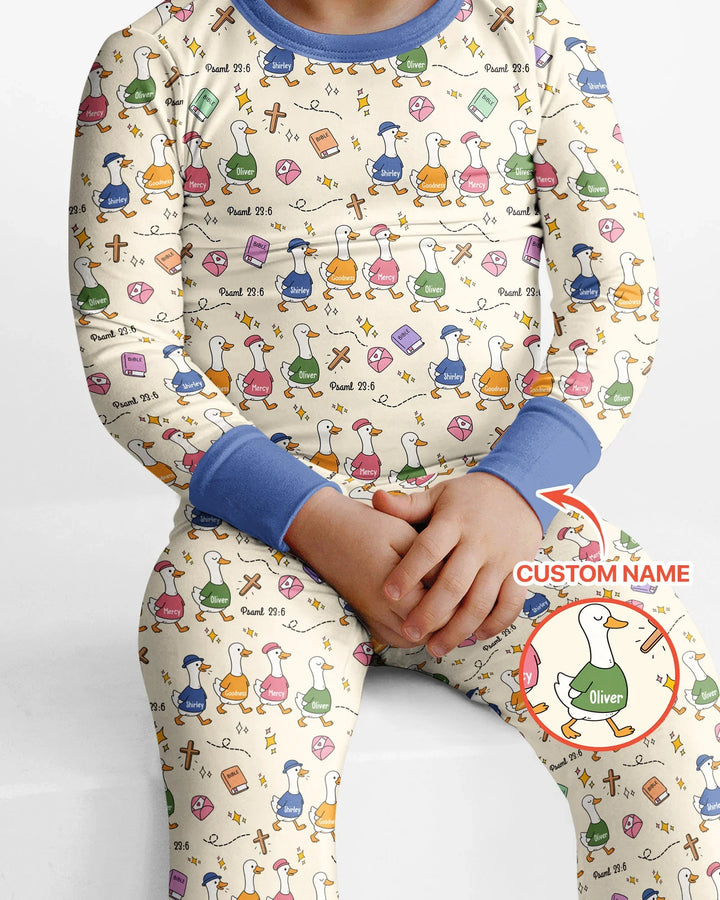 Zweiteiliges Langarm-Pyjama-Set mit Sommerfrüchten