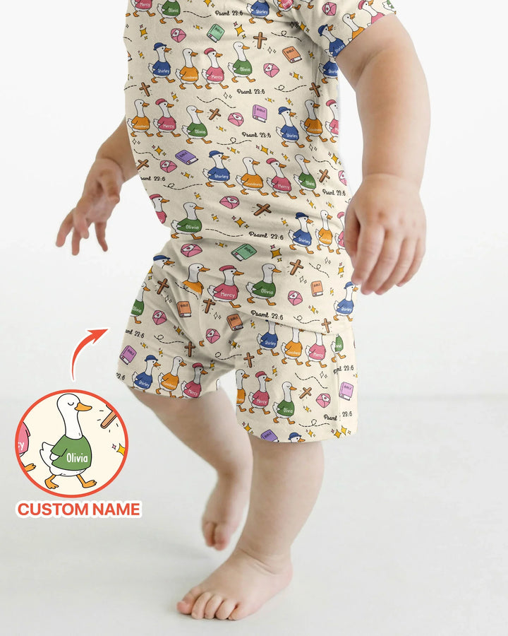 Zweiteiliges Pyjama-Set mit kurzen Ärmeln und Shorts im Sommer-Design