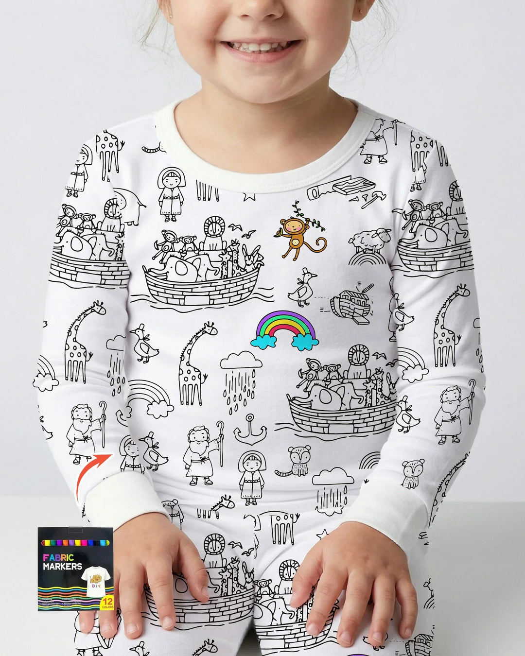Zweiteiliges Langarm-Pyjama-Set mit Sommerfrüchten