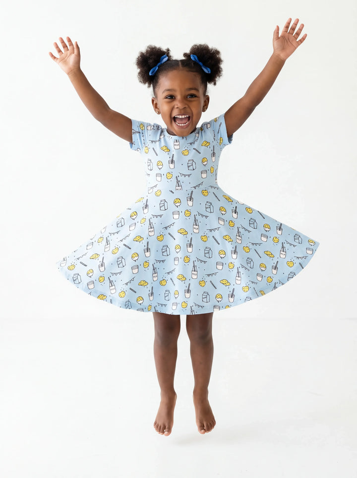 Cute Milk and Cookies Bamboo Twirl Dress