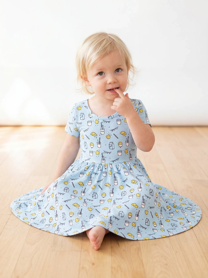 Cute Milk and Cookies Bamboo Twirl Dress