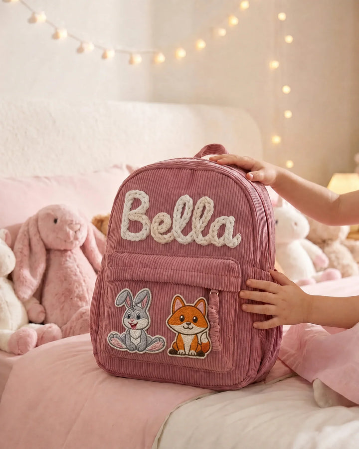 Custom Name & Animal Corduroy Backpack