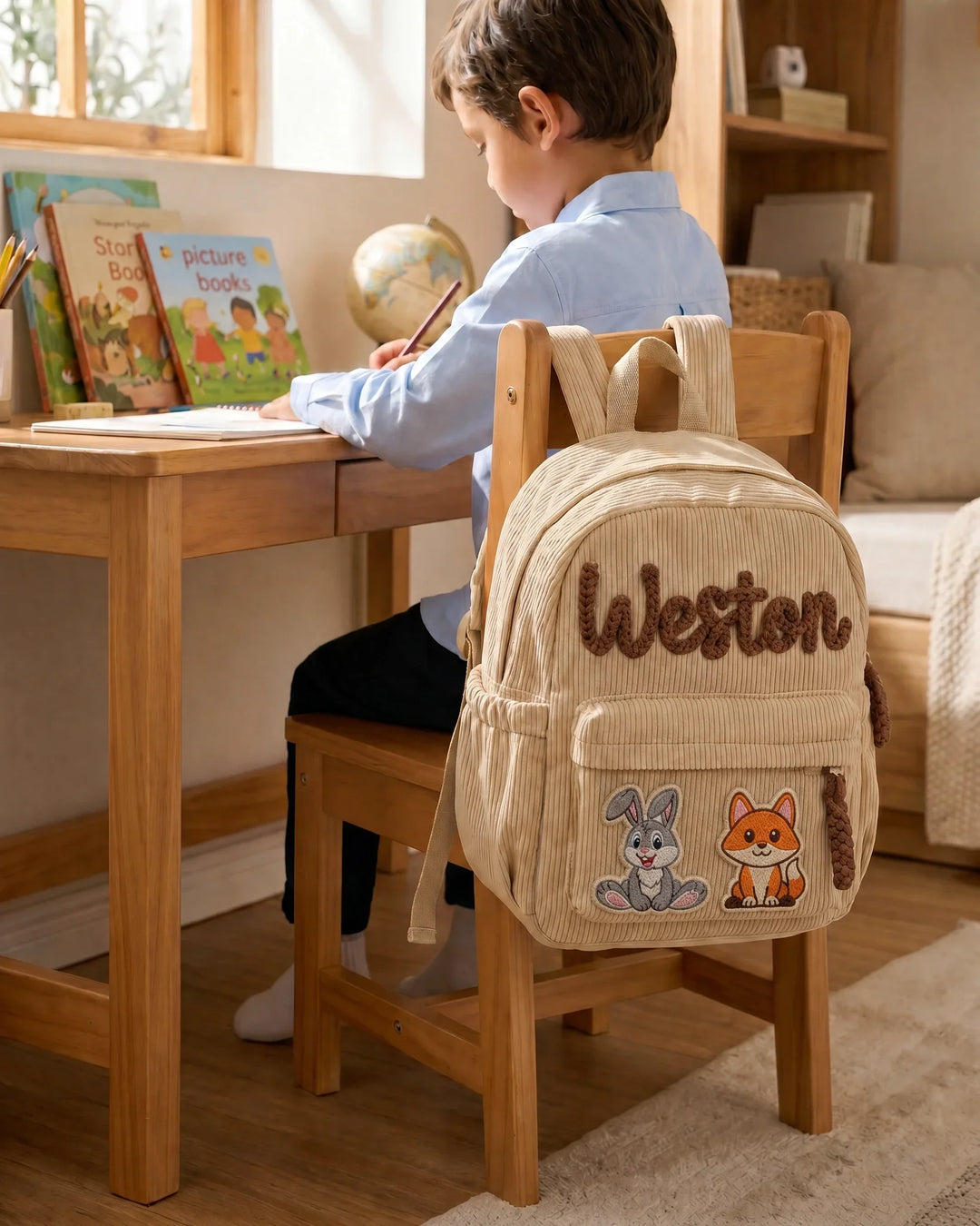 Custom Name & Animal Corduroy Backpack