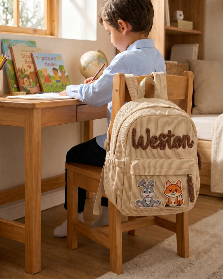 Custom Name & Animal Corduroy Backpack