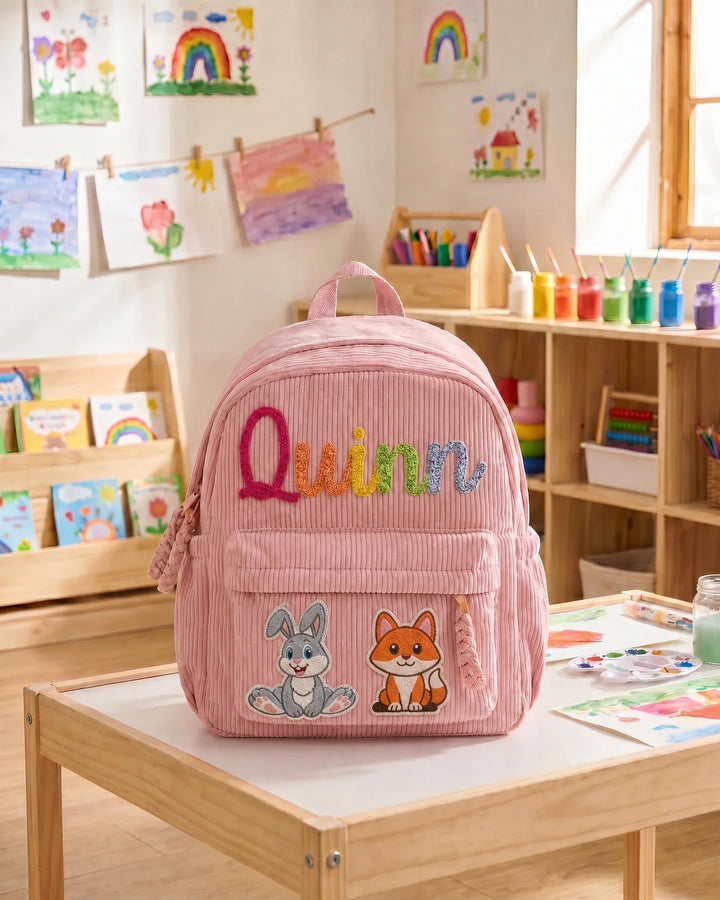 Custom Name & Animal Corduroy Backpack
