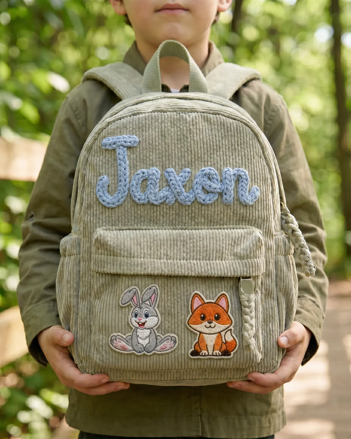 Custom Name & Animal Corduroy Backpack