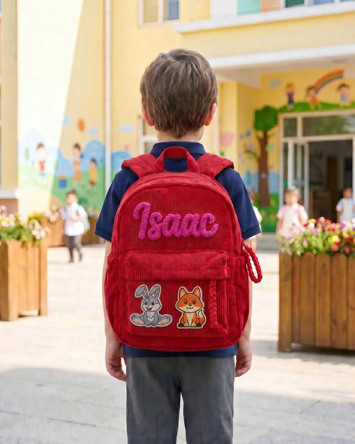 Custom Name & Animal Corduroy Backpack