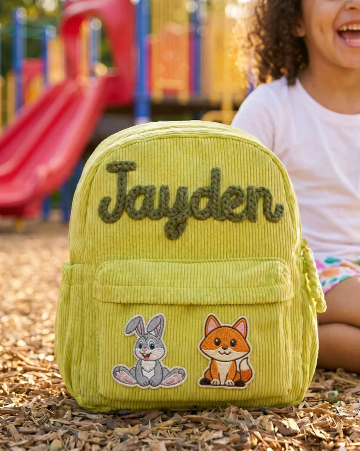 Custom Name & Animal Corduroy Backpack