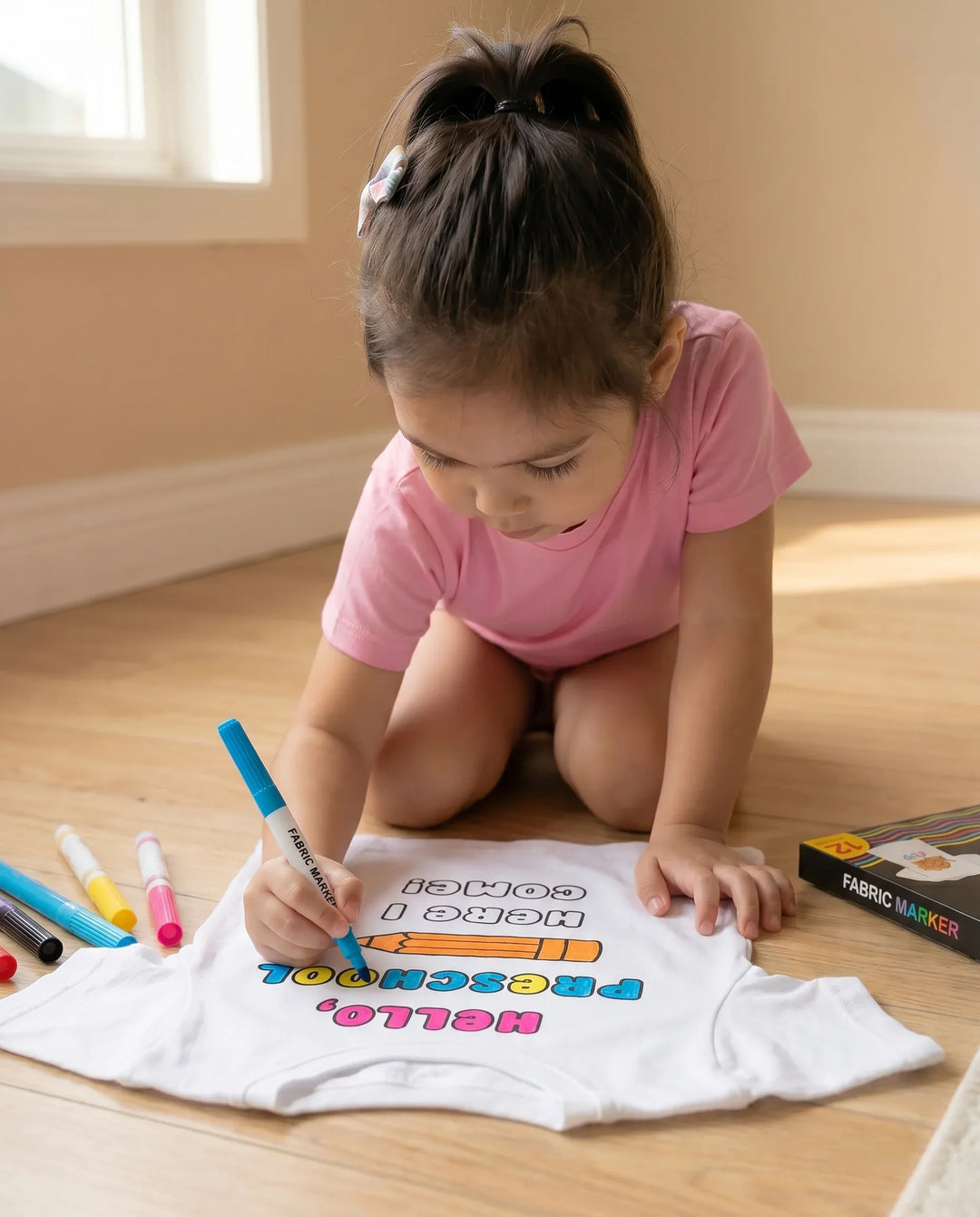 Colorable Hello, Preschool Here I Come! Bamboo Crewneck T-Shirt